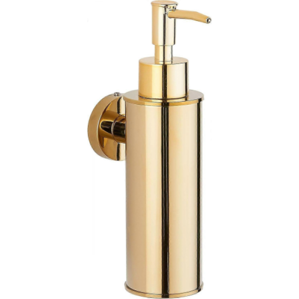 Wall-Mounted Soap Dispenser in 304 Stainless Steel, Compatible with Décor (Round, Gold)